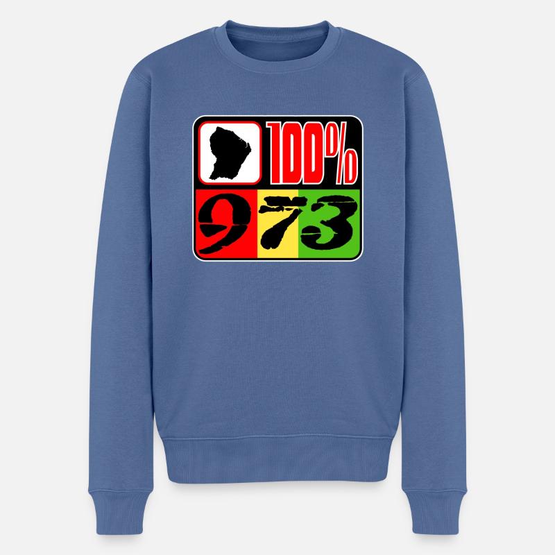 100% 973 Guyane - Pull Premium bio Homme - bleu pigeon