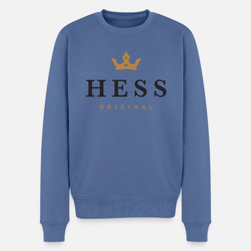 Hess Original Familienlogo - Männer Premium Bio Pullover - Taubenblau