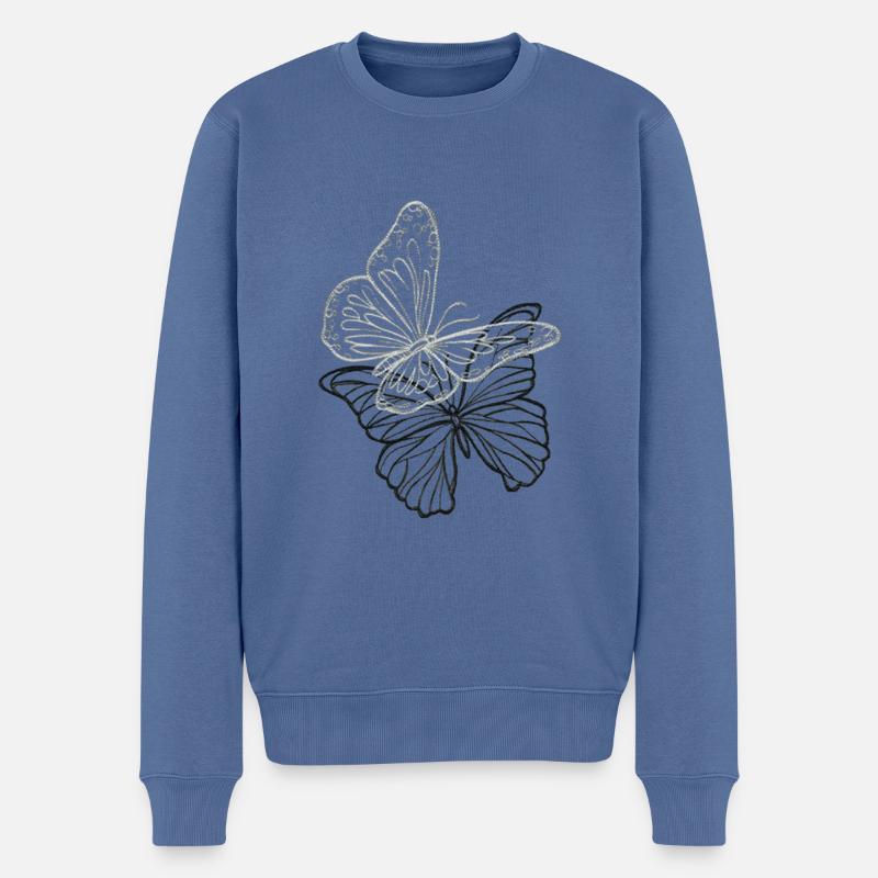 Schmetterling - Männer Premium Bio Pullover - Taubenblau