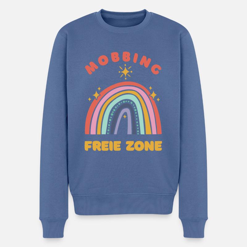 Mobbing-freie Zone - Männer Premium Bio Pullover - Taubenblau