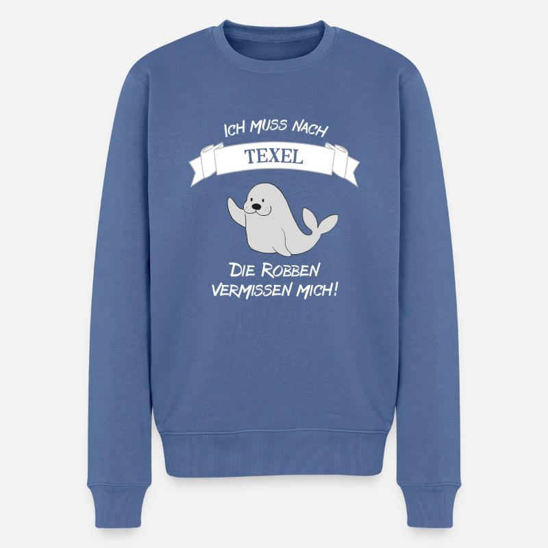 Süße Texel Robbe - lustiges Geschenk Texel Fan - Männer Premium Bio Pullover - Taubenblau