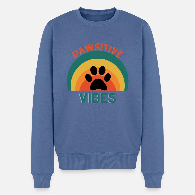 Pawsitive Vibes - Pull Premium bio Homme - bleu pigeon