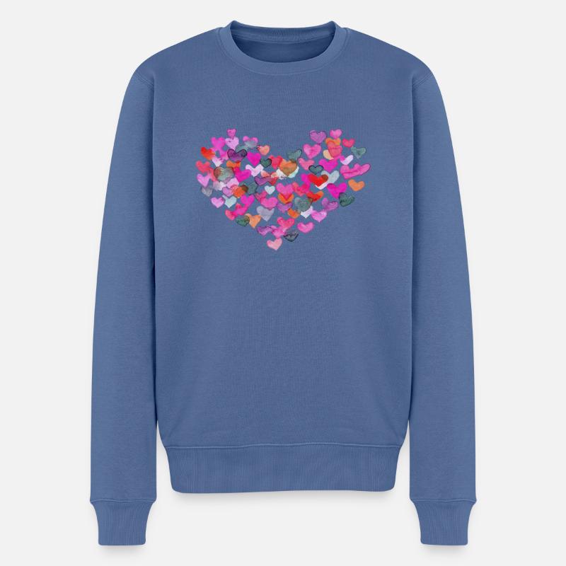 Herz aus Herzen - Männer Premium Bio Pullover - Taubenblau