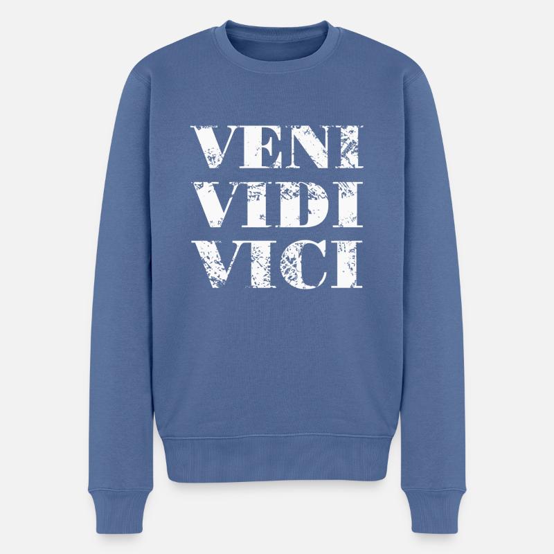 VENI VIDI VICI - Männer Premium Bio Pullover - Taubenblau
