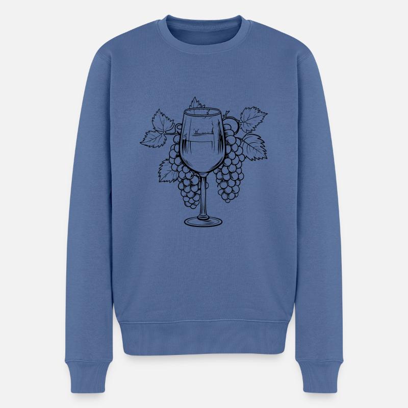 Weinglas Trauben Wein - Männer Premium Bio Pullover - Taubenblau