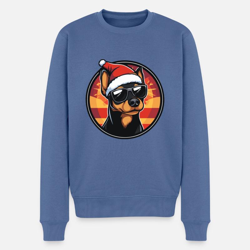 Pinscher Hund Weihnachten Cool - Männer Premium Bio Pullover - Taubenblau