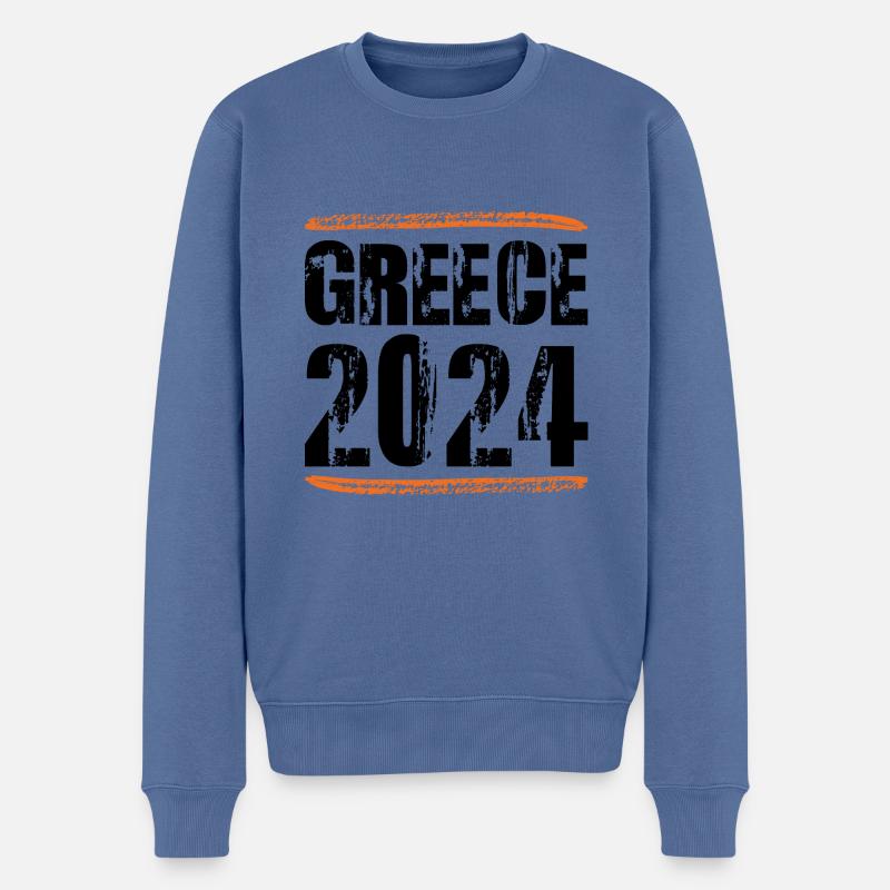 Citation Grèce 2024 - Pull Premium bio Homme - bleu pigeon