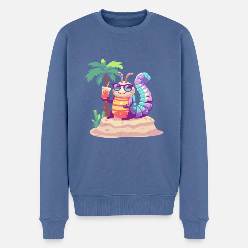 Wurm Sommer Urlaub - Männer Premium Bio Pullover - Taubenblau