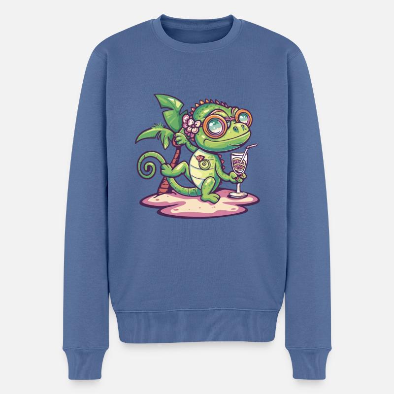 Vacances d’été caméléon - Pull Premium bio Homme - bleu pigeon
