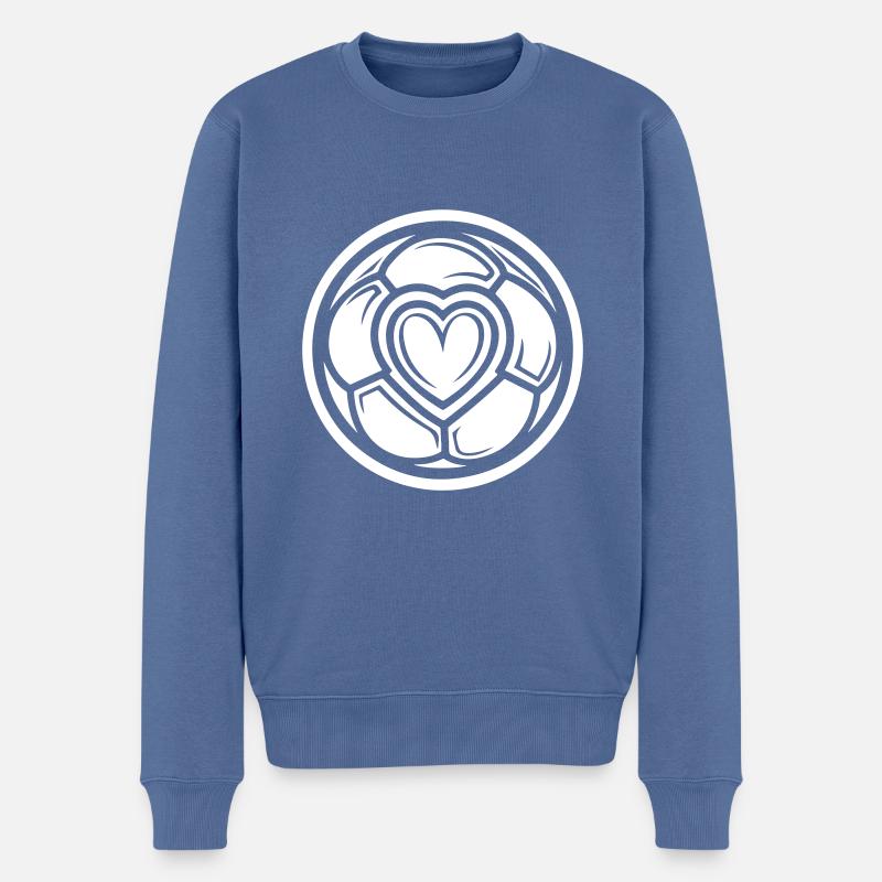 Fussball Herz Liebe - Männer Premium Bio Pullover - Taubenblau