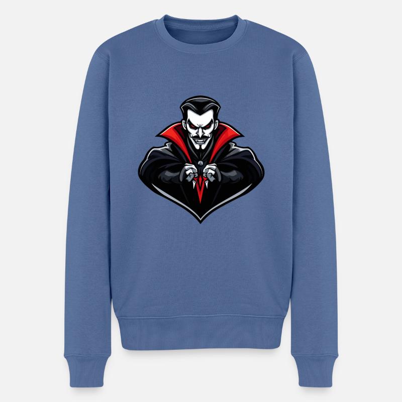 Bande dessinée vampire Halloween - Pull Premium bio Homme - bleu pigeon