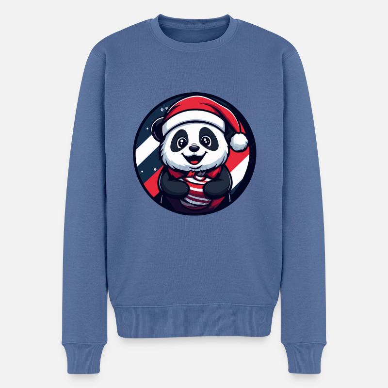 Panda Weihnachten Noël - Pull Premium bio Homme - bleu pigeon