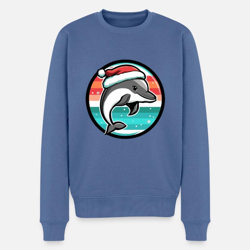 Delfin Weihnachten Christmas - Männer Premium Bio Pullover - Taubenblau