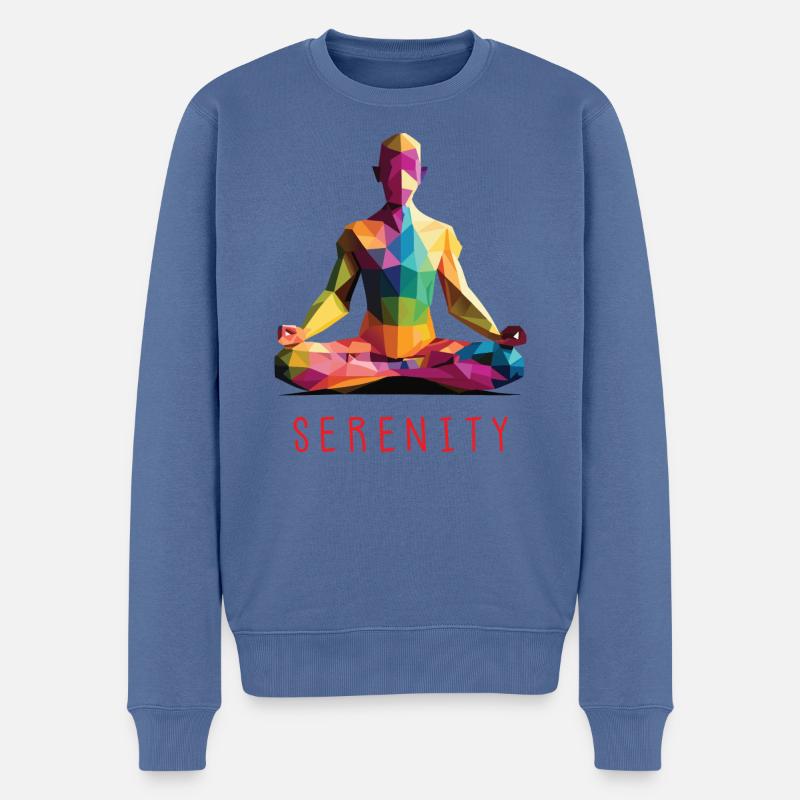 Gelassenheit - Meditation - Yoga - Low Poly - Männer Premium Bio Pullover - Taubenblau