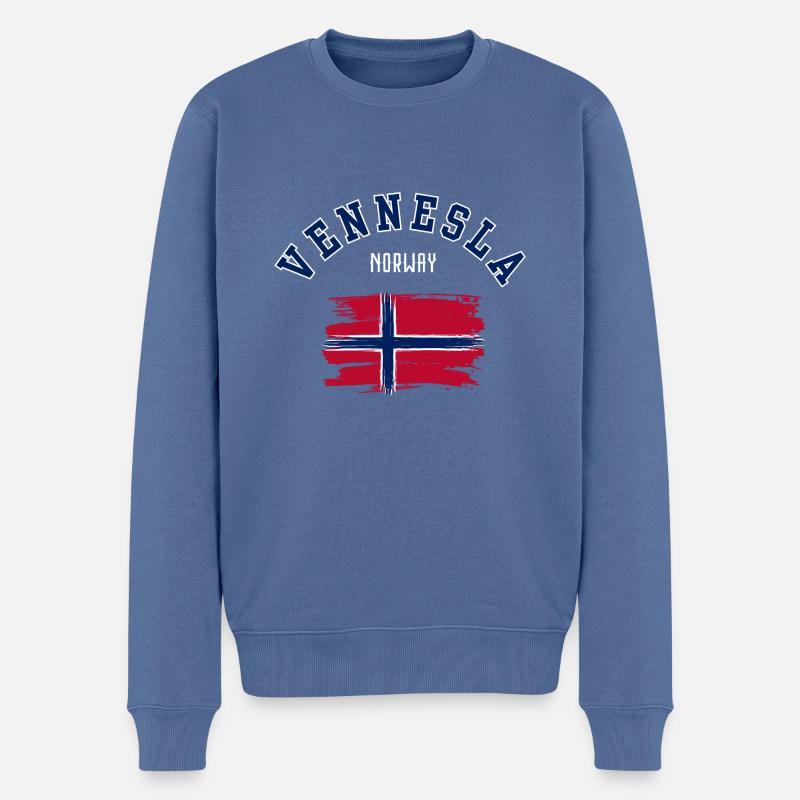 Vennesla, Norvège - Pull Premium bio Homme - bleu pigeon