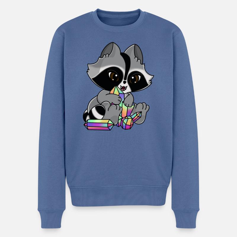 Snuggles der Waschbär mit Kristall - Männer Premium Bio Pullover - Taubenblau