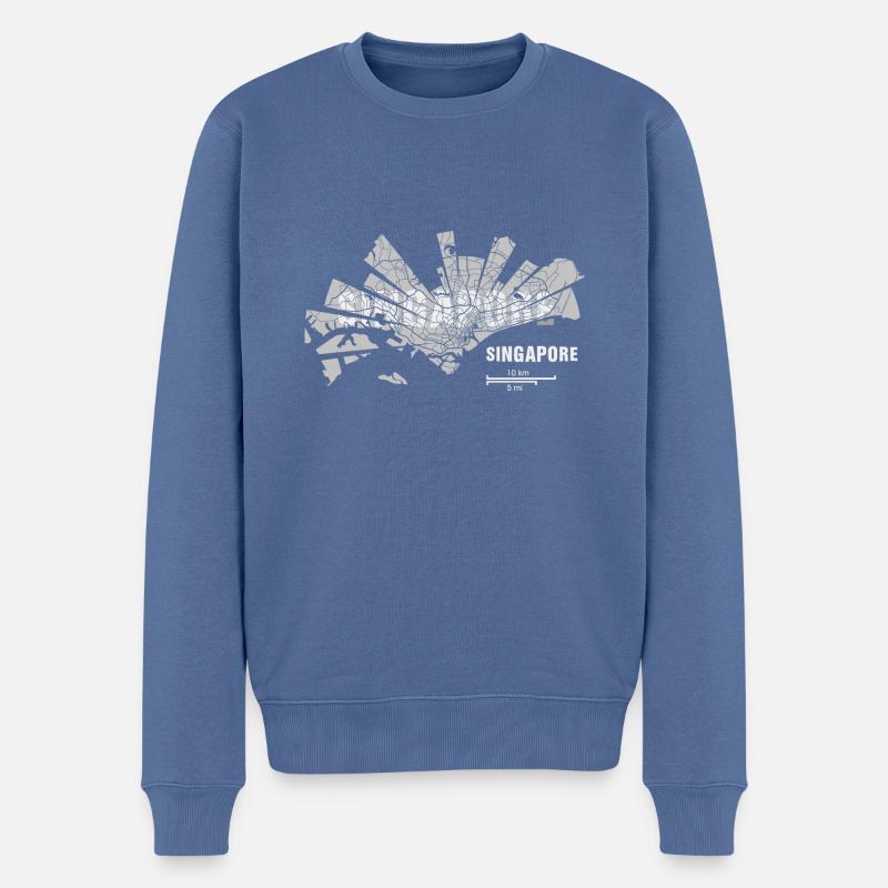 Singapore plan - Pull Premium bio Homme - bleu pigeon