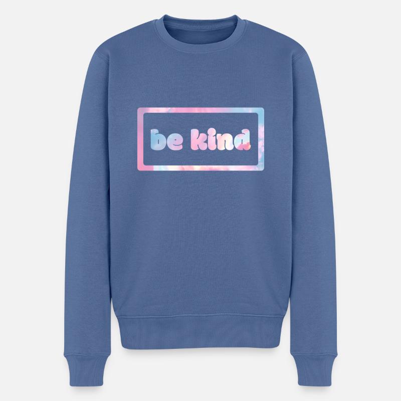 be kind - pink clouds - Männer Premium Bio Pullover - Taubenblau