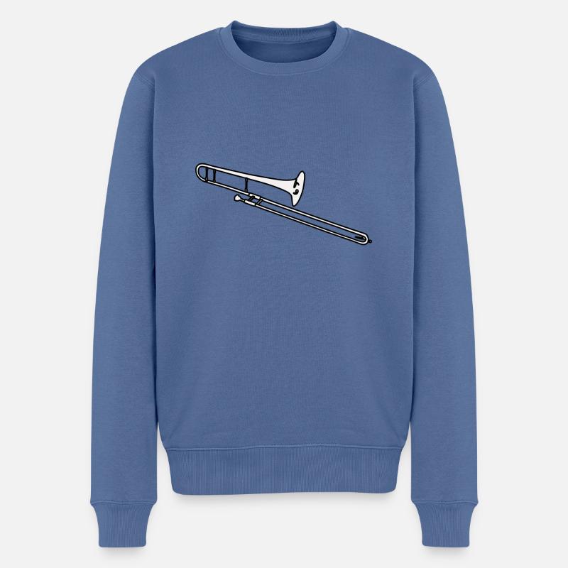 Trombone / trombone / instrument en laiton - Pull Premium bio Homme - bleu pigeon