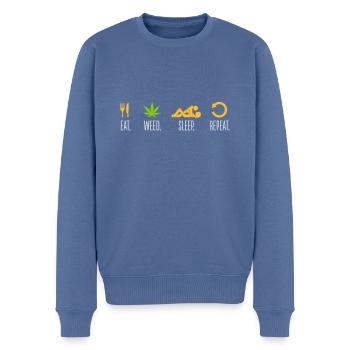 Cannabis Eat Sleep Weed Repeat Gras Marihuana Dope - Männer Premium Bio Pullover - Taubenblau - Vorne - Nico (187cm)