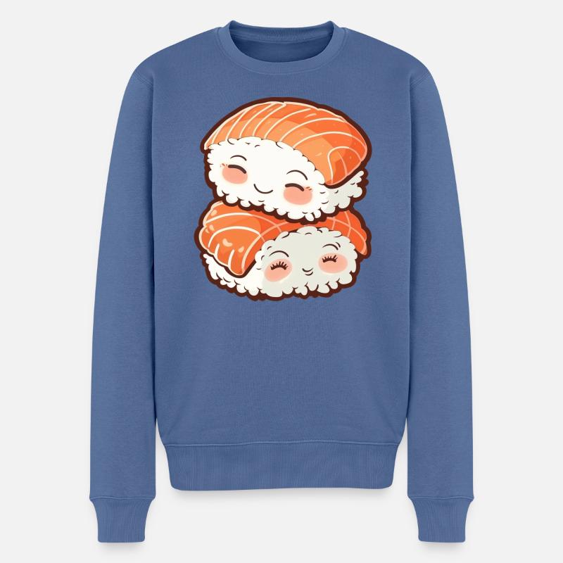 Sushi kuscheln, kawaii Sushi - Männer Premium Bio Pullover - Taubenblau