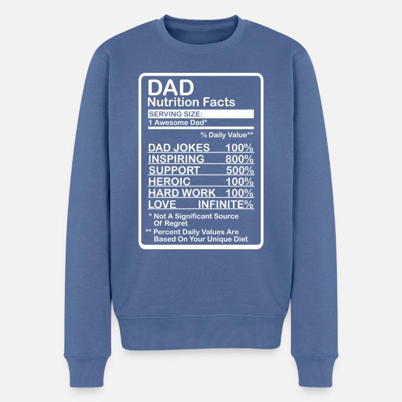 Vater Nährwerte - Männer Premium Bio Pullover - Taubenblau