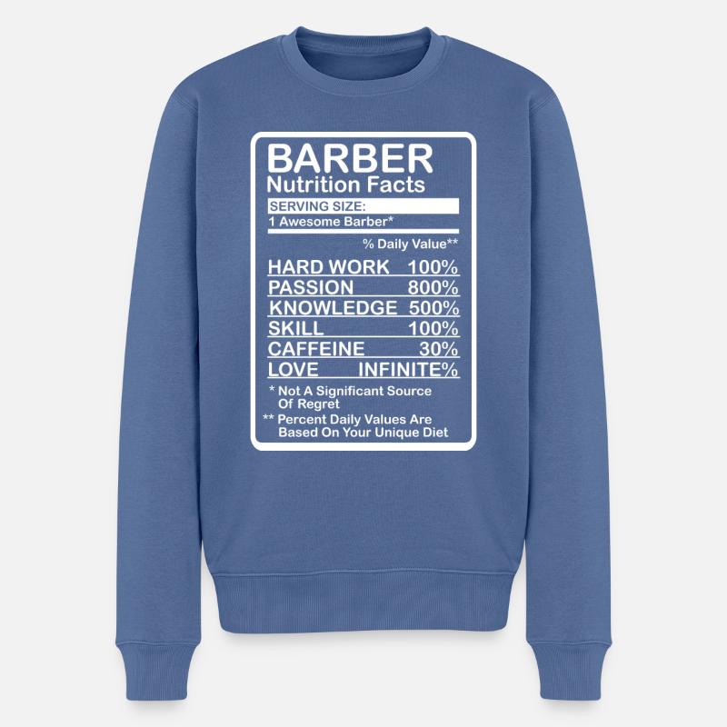 Informations nutritionnelles sur Barber - Pull Premium bio Homme - bleu pigeon
