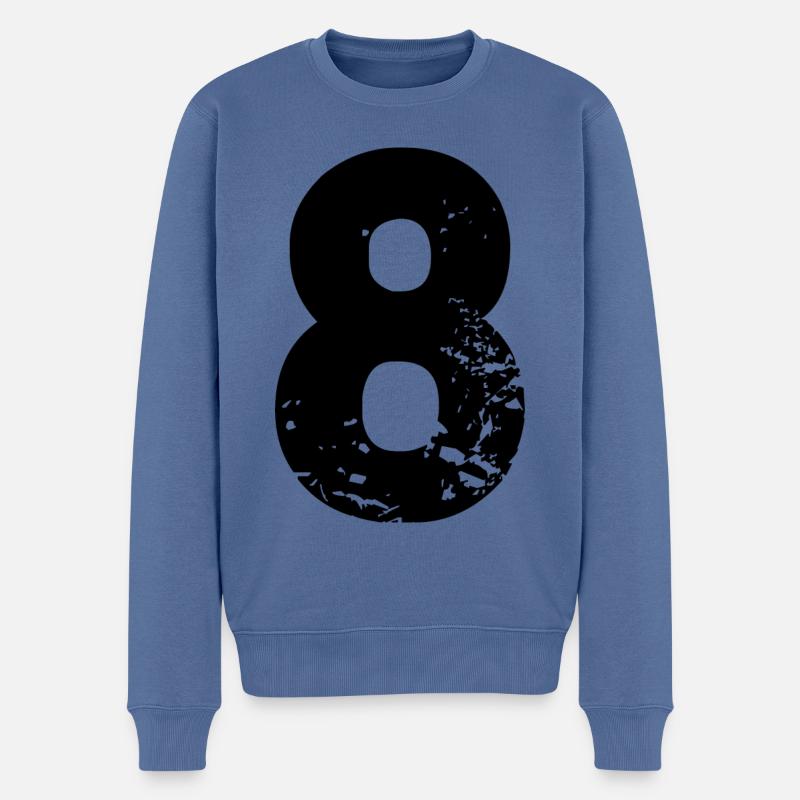 8 Zahl Trikot - Männer Premium Bio Pullover - Taubenblau