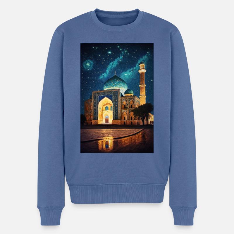 Mosquée d’Ouzbékistan - Pull Premium bio Homme - bleu pigeon