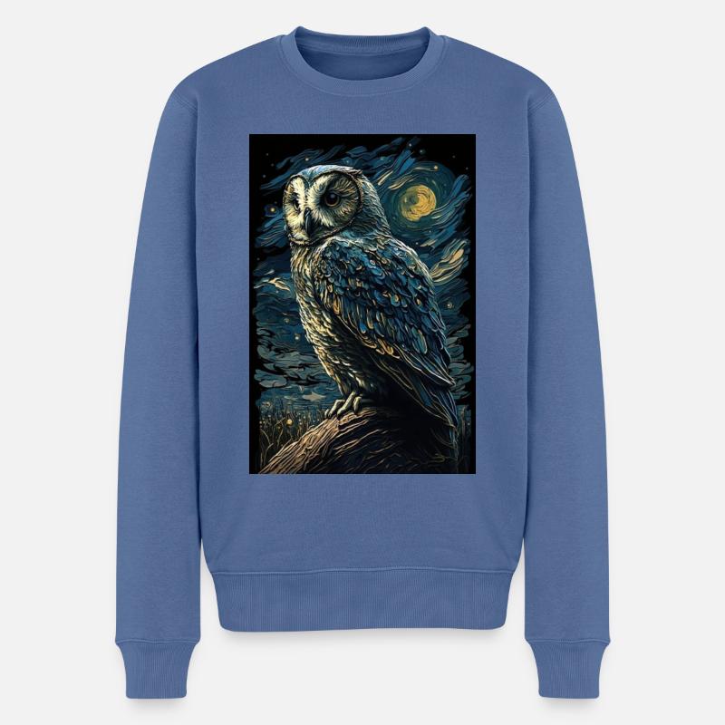 Eule - Männer Premium Bio Pullover - Taubenblau