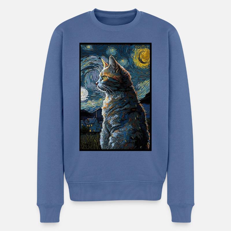 Chat - Pull Premium bio Homme - bleu pigeon
