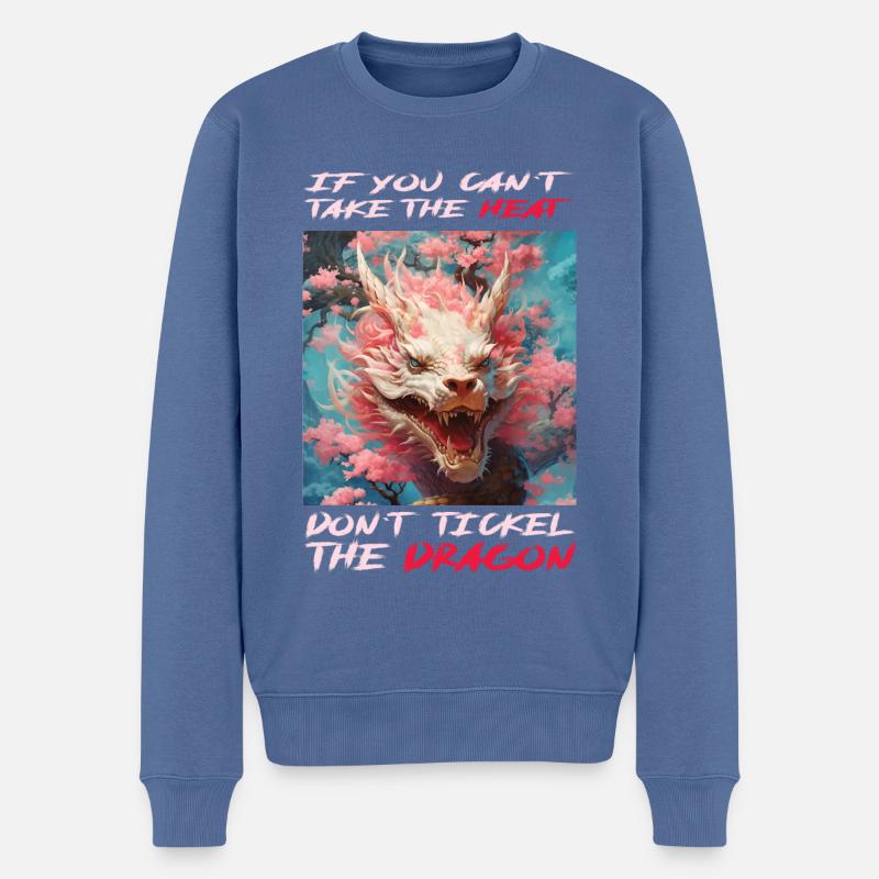 Motivation Drache - Männer Premium Bio Pullover - Taubenblau