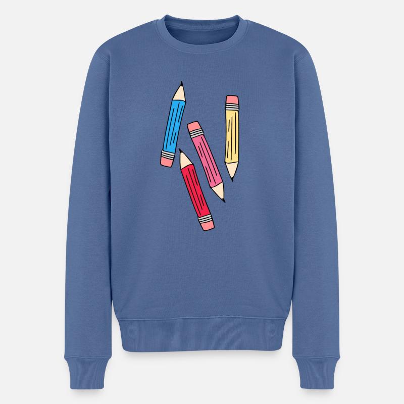des crayons - Pull Premium bio Homme - bleu pigeon