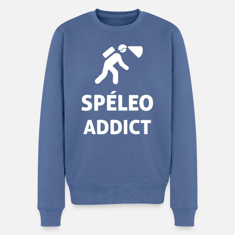 SPELEO ADDICT - Pull Premium bio Homme - bleu pigeon