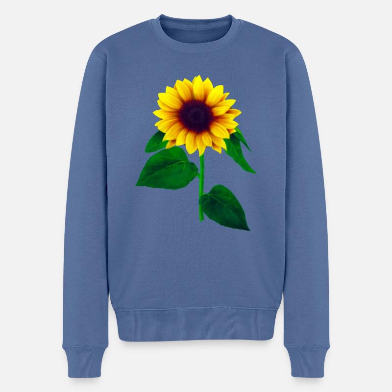 Sonnenblume - Männer Premium Bio Pullover - Taubenblau