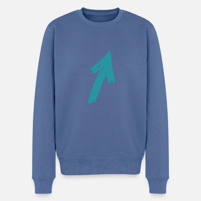Pfeil - Männer Premium Bio Pullover - Taubenblau