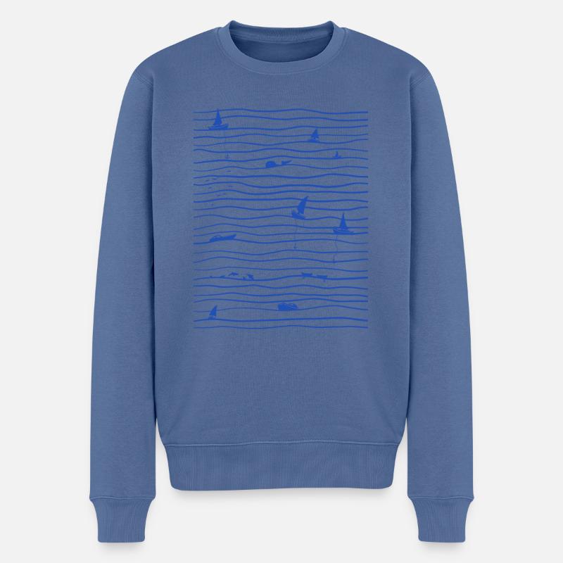 Meer und Boote - Männer Premium Bio Pullover - Taubenblau
