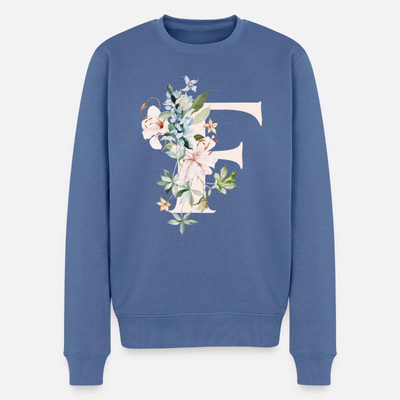 F - Pull Premium bio Homme - bleu pigeon