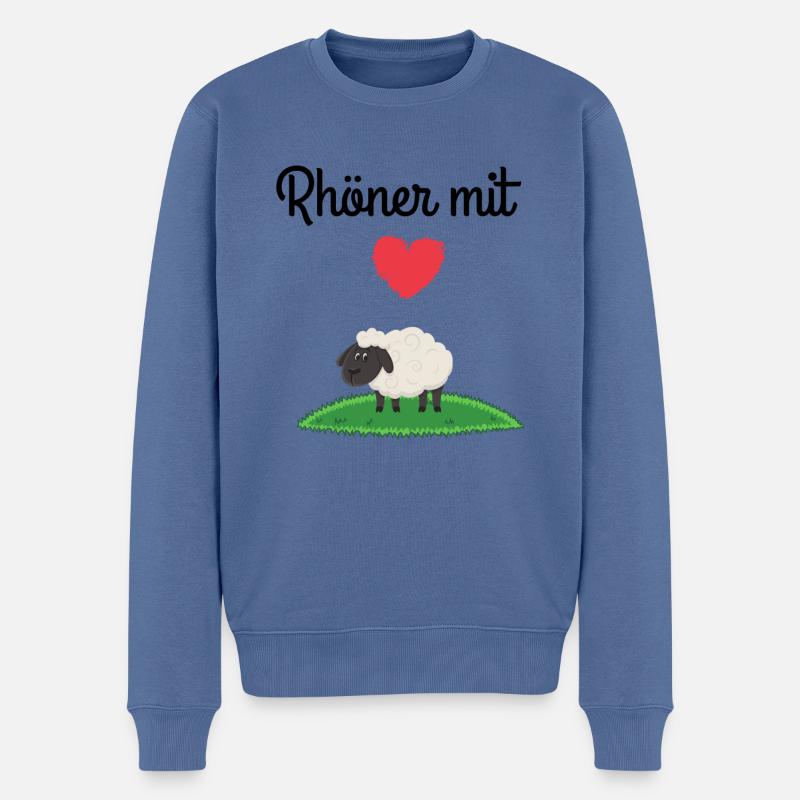 Rhön Schaf Rhönschaf Herz Hessen Wiese Schafe - Männer Premium Bio Pullover - Taubenblau