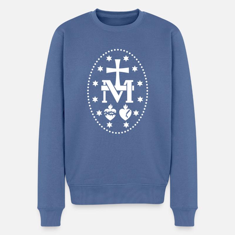 Wundertätige Medaille Marias - Männer Premium Bio Pullover - Taubenblau