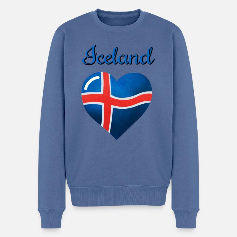 Die Flagge Islands - Männer Premium Bio Pullover - Taubenblau