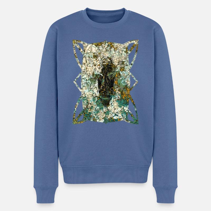 Masques africains (2) - Pull Premium bio Homme - bleu pigeon
