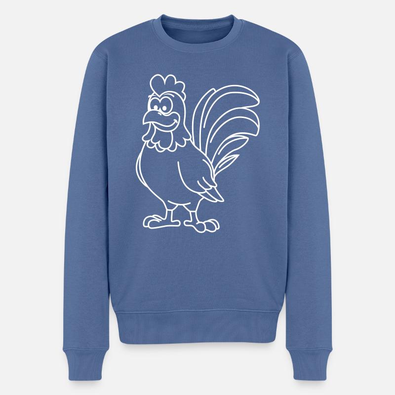 Hahn Comic Tier - Männer Premium Bio Pullover - Taubenblau