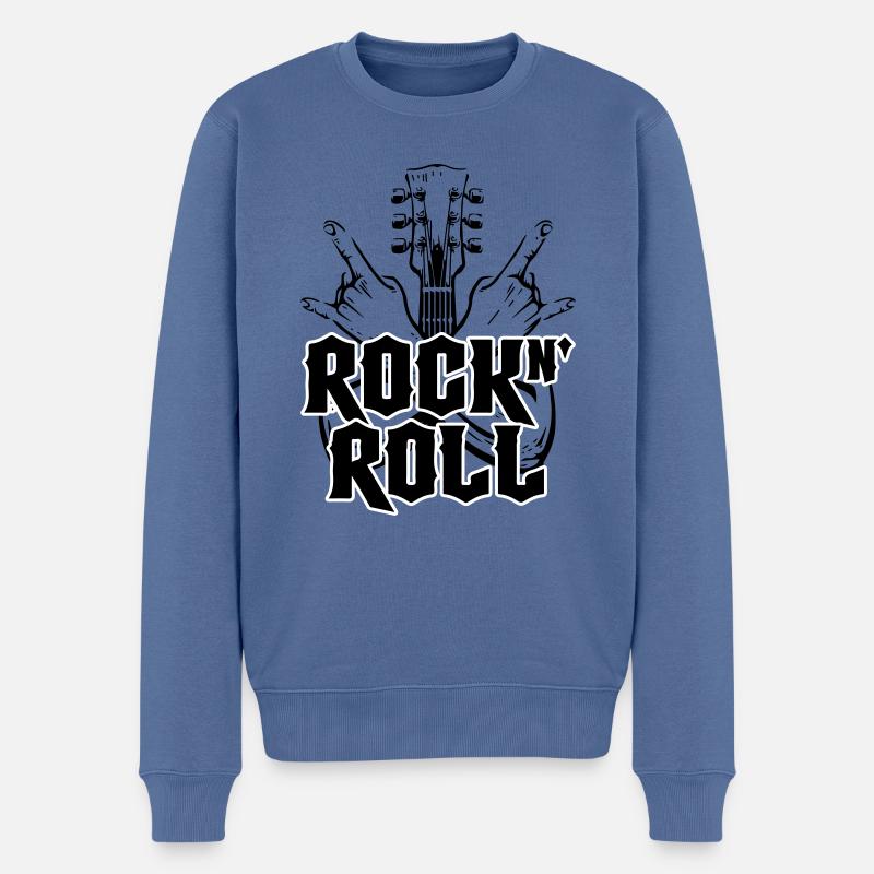 Rock And Roll | Farben änderbar - Männer Premium Bio Pullover - Taubenblau