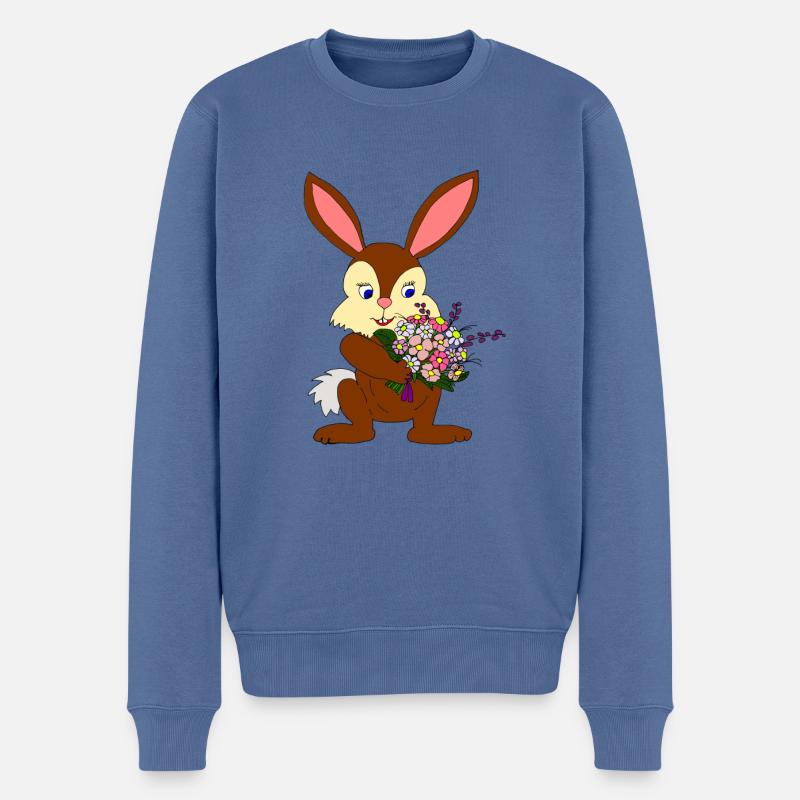 Lapin avec autruche - Pull Premium bio Homme - bleu pigeon