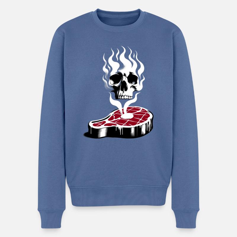 Fleisch tötet | REDUZIERTER FLEISCHKONSUM - Männer Premium Bio Pullover - Taubenblau