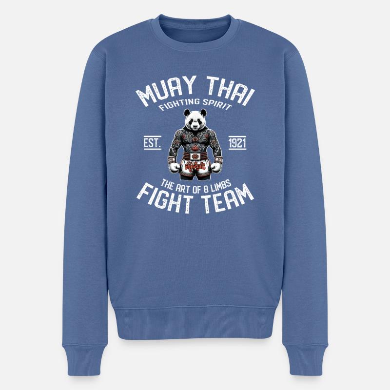 Muay Thai Fight Team panda - MMA und Thaiboxen - Männer Premium Bio Pullover - Taubenblau