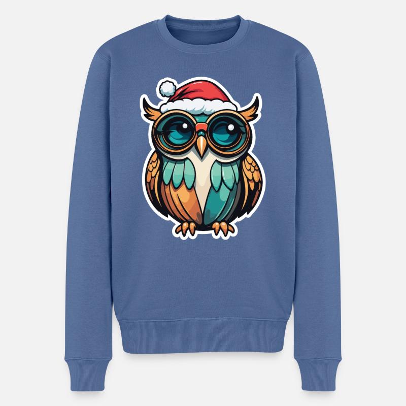 Eule Weihnachten Zeichnung - Männer Premium Bio Pullover - Taubenblau