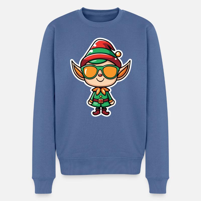 Dessin de Noël elfe - Pull Premium bio Homme - bleu pigeon