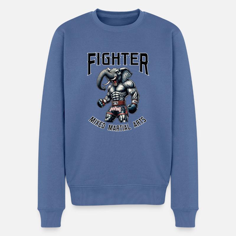 Kämpfer Mixed Martial Arts Elefant - Männer Premium Bio Pullover - Taubenblau
